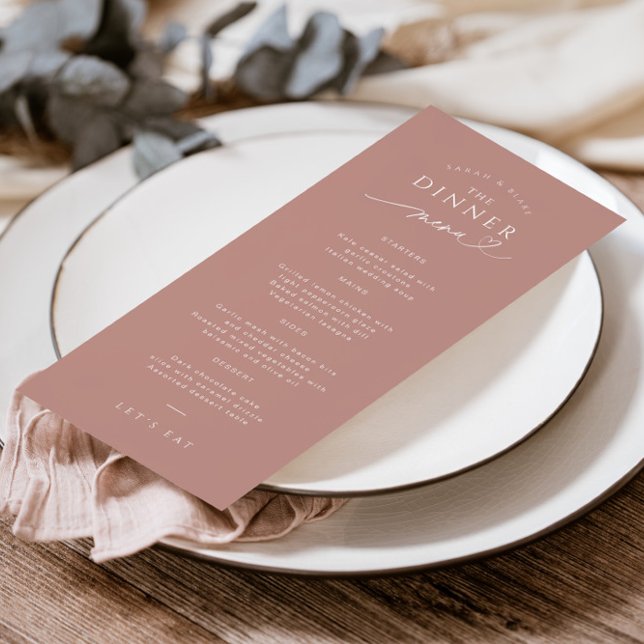 Enkel typografi Dusty Ro Bröllop Menu Meny (Skapare uppladdad)