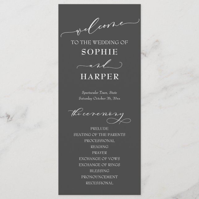 Enkel typografi, Elegant Calligraphy Grått Program (Framsida)