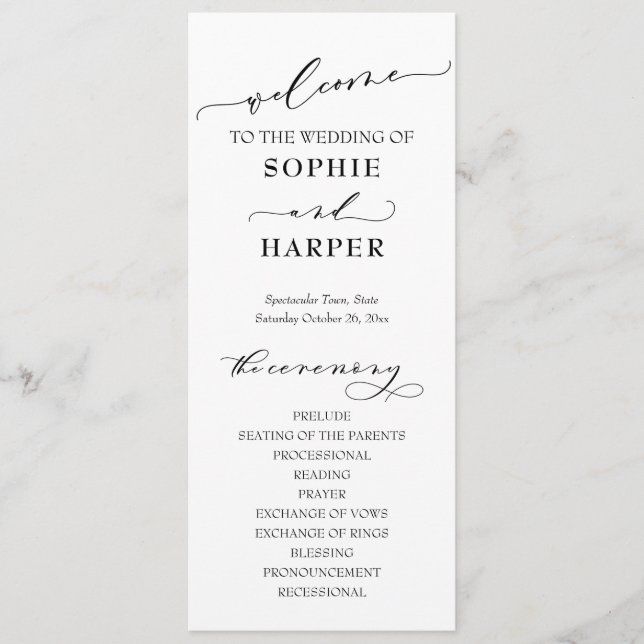 Enkel typografi, elegant svart-vit program (Framsida)