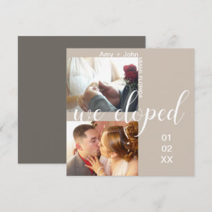 Enkel typografi Elopement Neutral Fotokort Kort
