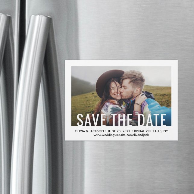 Enkel typografi En bild Bröllop Save the Date Magnetisk Inbjudningskort (Skapare uppladdad)