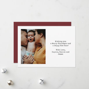 Enkel typografi Familjefoto Grön jul Julkort
