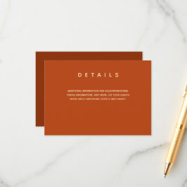 Enkel typografi för bränd Orange i Bröllop Tilläggskort