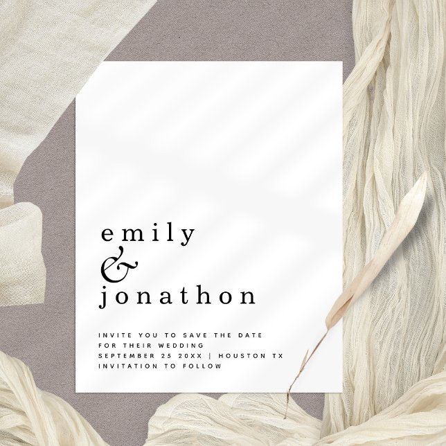 Enkel typografi för budget, Bröllop spara datum (Budget price Minimalst Save the Date. Part of a wide ranging collection. Fully Customisable.)