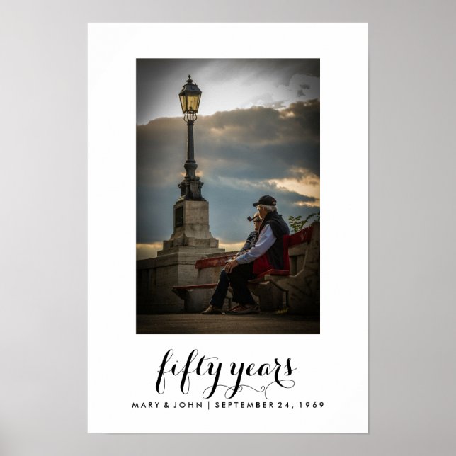 Enkel typografi | Gift 50 år med foto Poster (Framsidan)