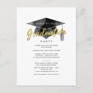 Enkel typografi Grad Minimalist Studenten Inbjudan Vykort
