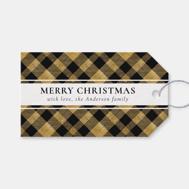 Enkel typografi Guld Buffalo Play-jul Presentetikett (Framsidan (Horisontell))