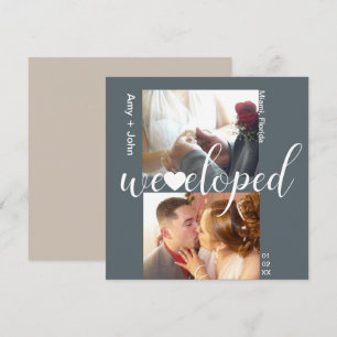 Enkel typografi Hjärtan Eloped Neutral Fotokort Kort