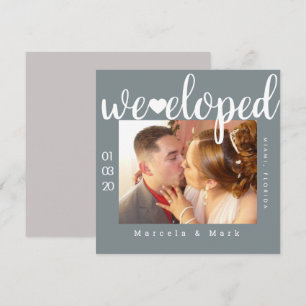 Enkel typografi Hjärtan Elopement Fotokort Kort