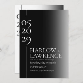 Enkel typografi - inbjudan till svartvitt-bröllop