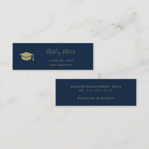 Enkel typografi marin blå guld-sockel studenten mini visitkort