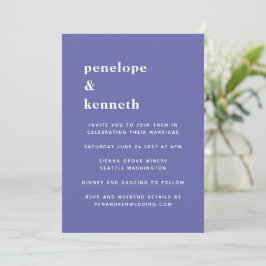 Enkel typografi - minimalistisk modern Lila Bröllo Inbjudningar