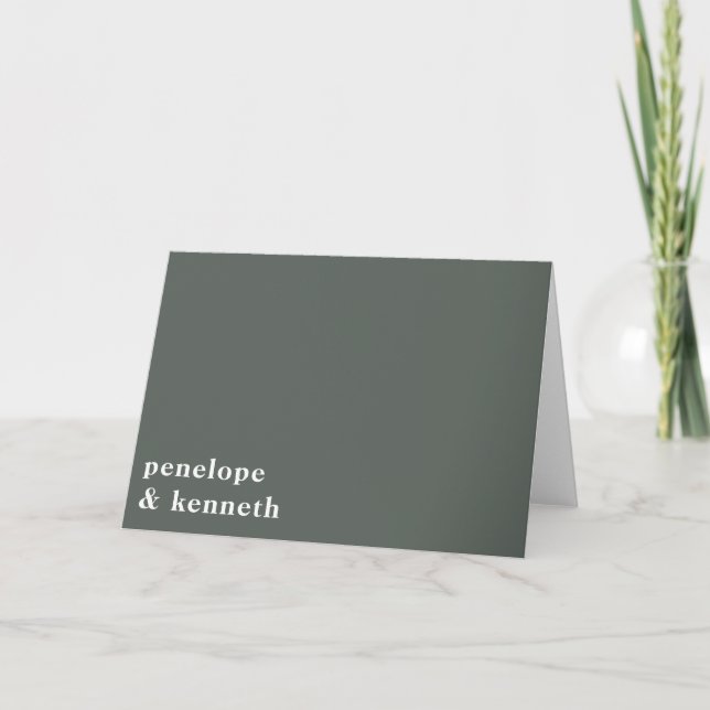 Enkel typografi minimalistisk modern salvia bröllo tack kort (Framsida)