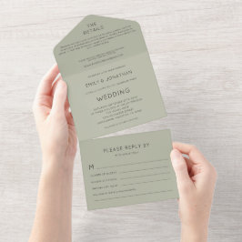 Enkel typografi Mjuk Spara Grönt Bröllop
