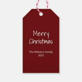 Enkel typografi Modern Family Red-jul Presentetikett