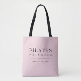 Enkel typografi Modern Rosa Pilates Prinsessa Tygkasse