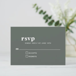 Enkel typografi Modern Sage Forest Bröllop OSA Kort