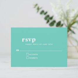 Enkel typografi Modern Seafoam Mint Bröllop OSA Kort