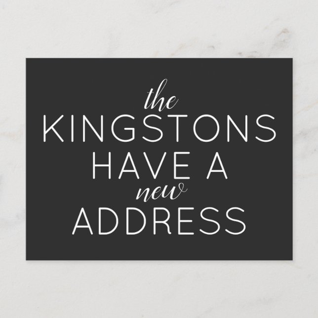 Enkel typografi Ny adress Flyttmeddelande Meddelande Vykort (Framsida)