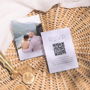 Enkel typografi QR-kod Foto Bröllop RSVP Tilläggskort