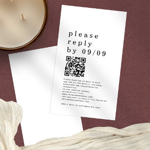 Enkel typografi QR-kod Svartvitt Bröllop OSA Tilläggskort