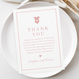 Enkel typografi Rosa Bebis Shower Tack Kort