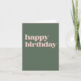Enkel typografi Rosa och Grönt födelsedag Kort