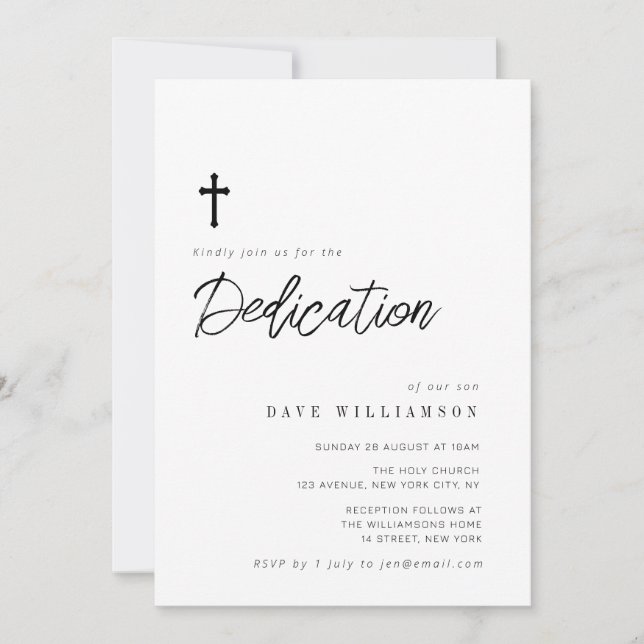 enkel typografi-skript med baby-engagemang inbjudningar (Framsida)