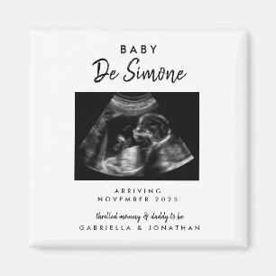 Enkel typografi sonogram foto graviditet magnet