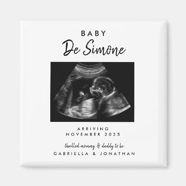 Enkel typografi sonogram foto graviditet magnet (Framsidan)