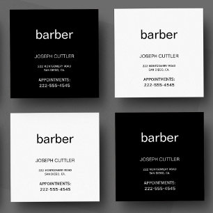 Enkel typografi, svart och vit barberstylist fyrkantigt visitkort