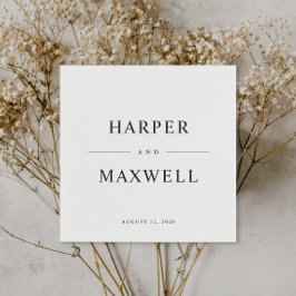 Enkel typografi, svart och vit Bröllop Pappersservett