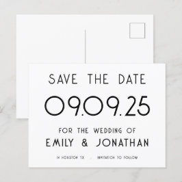 Enkel typografi Svartvitt Bröllop Meddelande Vykort