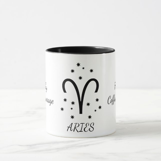 Enkel Typografi Väduren Zodiak Kaffe Mugg (Center)