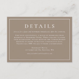 Enkel typografiktext Formal Bröllop-information Tilläggskort