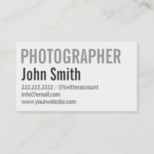 Enkel typografisk fotografvisitkort visitkort
