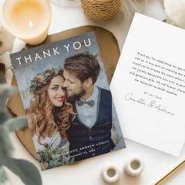 Enkel typografisk modern fotobryllop  tack kort