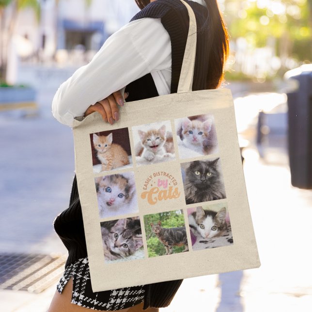 Enkel uppdelad av Cats Photo Collage Tygkasse (Cats Photo Collage Tote Bag)