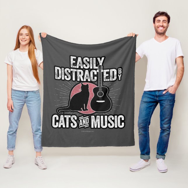 Enkel uppdelad av katter och musik fleecefilt (På plats)