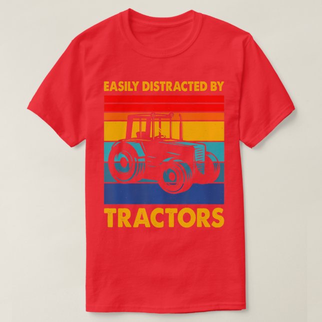 Enkel uppdelad av Tractor Funny Farm Tractor E T Shirt (Design framsida)