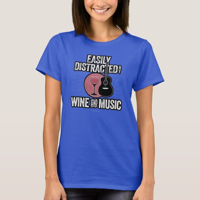 Enkel uppdelad av Vin och Music T-Shirt (Framsida)