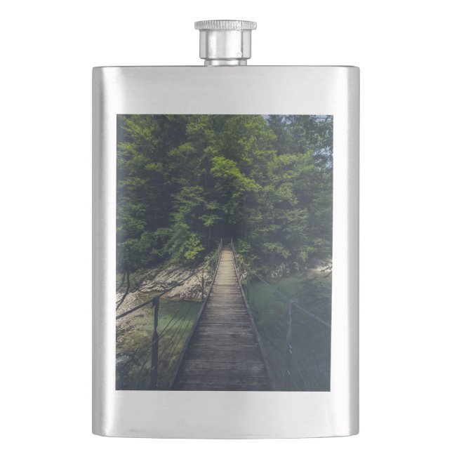 Enkel upphängningsbro över floden Idrijca, Slove Fickplunta (Framsidan)