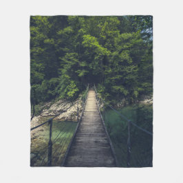 Enkel upphängningsbro över floden Idrijca, Slove Fleecefilt