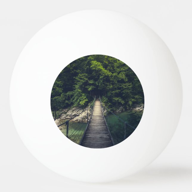 Enkel upphängningsbro över floden Idrijca, Slove Pingisboll (Framsidan)