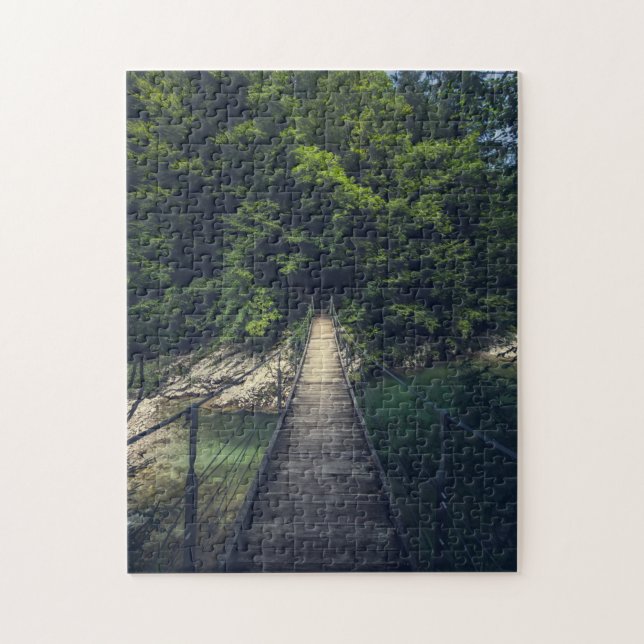 Enkel upphängningsbro över floden Idrijca, Slove Pussel (Vertikal)