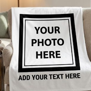 Enkel uppladdning av foto och lägga till text fleecefilt