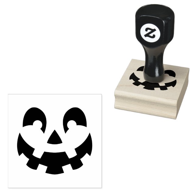 Enkel Urgröpt Pumpa Ansikte Silhuett Halloween Stämpel (Stämplad)