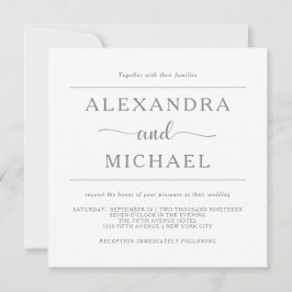 Enkel utbildning| Minimal Grått och vit Bröllop Inbjudningar