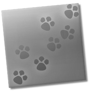 Enkel utskrift av Grått Animal Paw Kakelplatta