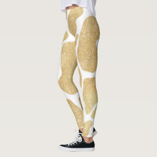 Enkel utskrift av stora kotdekor i Guld Leggings